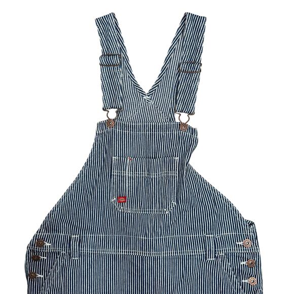 Dickies Striped Blue Denim Overalls Men’s Medium 100% Cotton Railroad 37"x31" - Picture 4 of 8